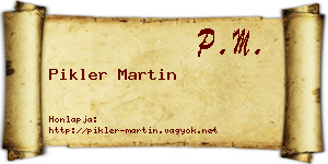 Pikler Martin névjegykártya